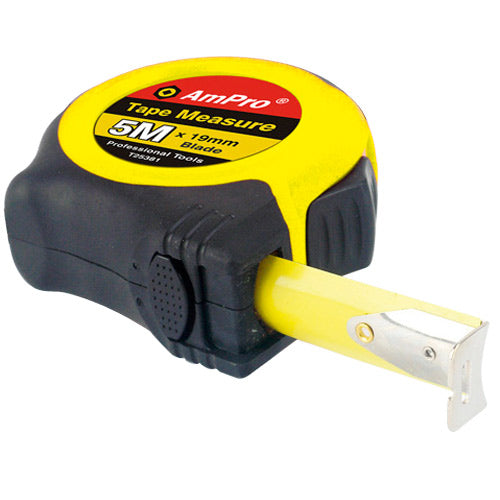 AmPro T25381 Tape Measure 5metre (19mm Blade) with Double Stop Button