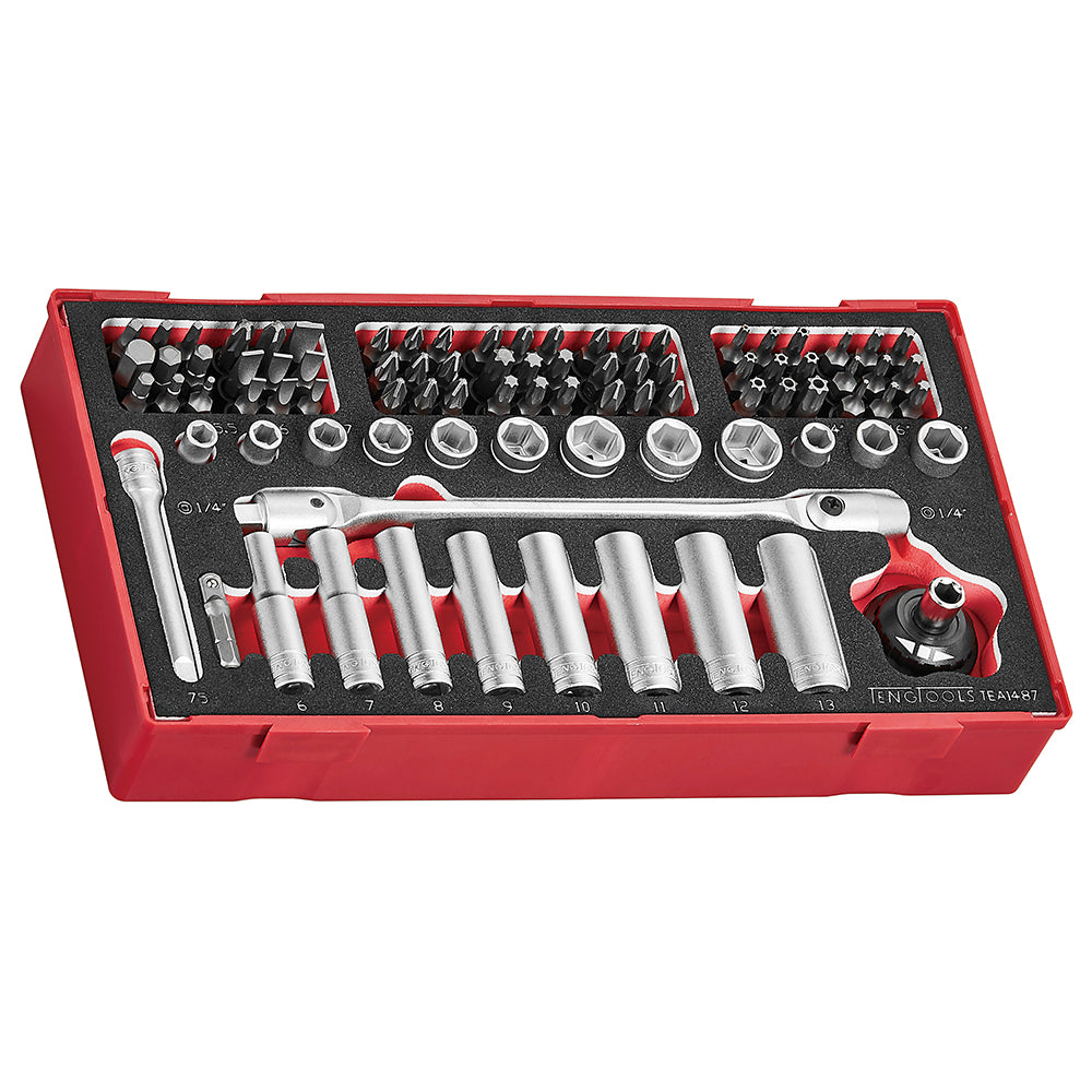 Teng 87pc 1/4in Dr. Socket & Bits Set (EVA) - TEA-Tray | ISL