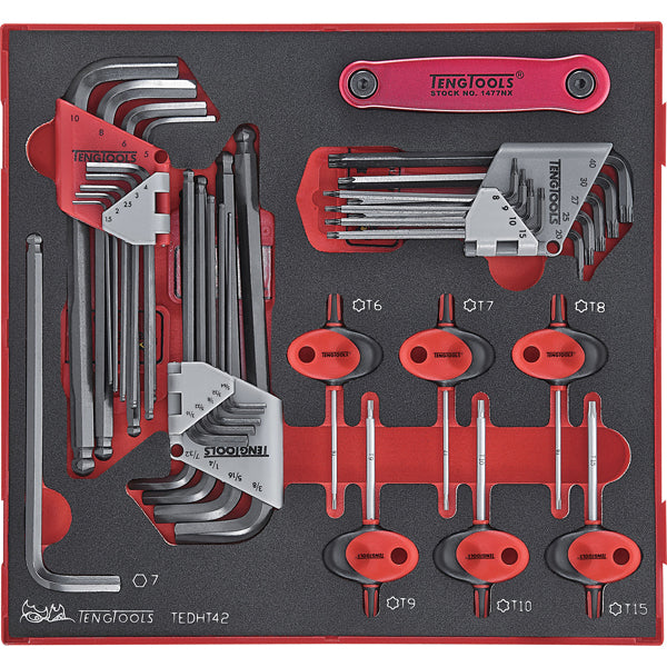 Teng 42pc MM/AF Hex & TX Ball-End Key Set - TED-Tray | ISL