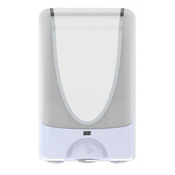 Deb Stoko Touchfree 1.2L white and chrome touch-free dispenser front view