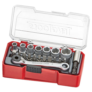 Teng 20-piece 1/4 inch drive socket set in TJ tray with bits ratchet and accessories