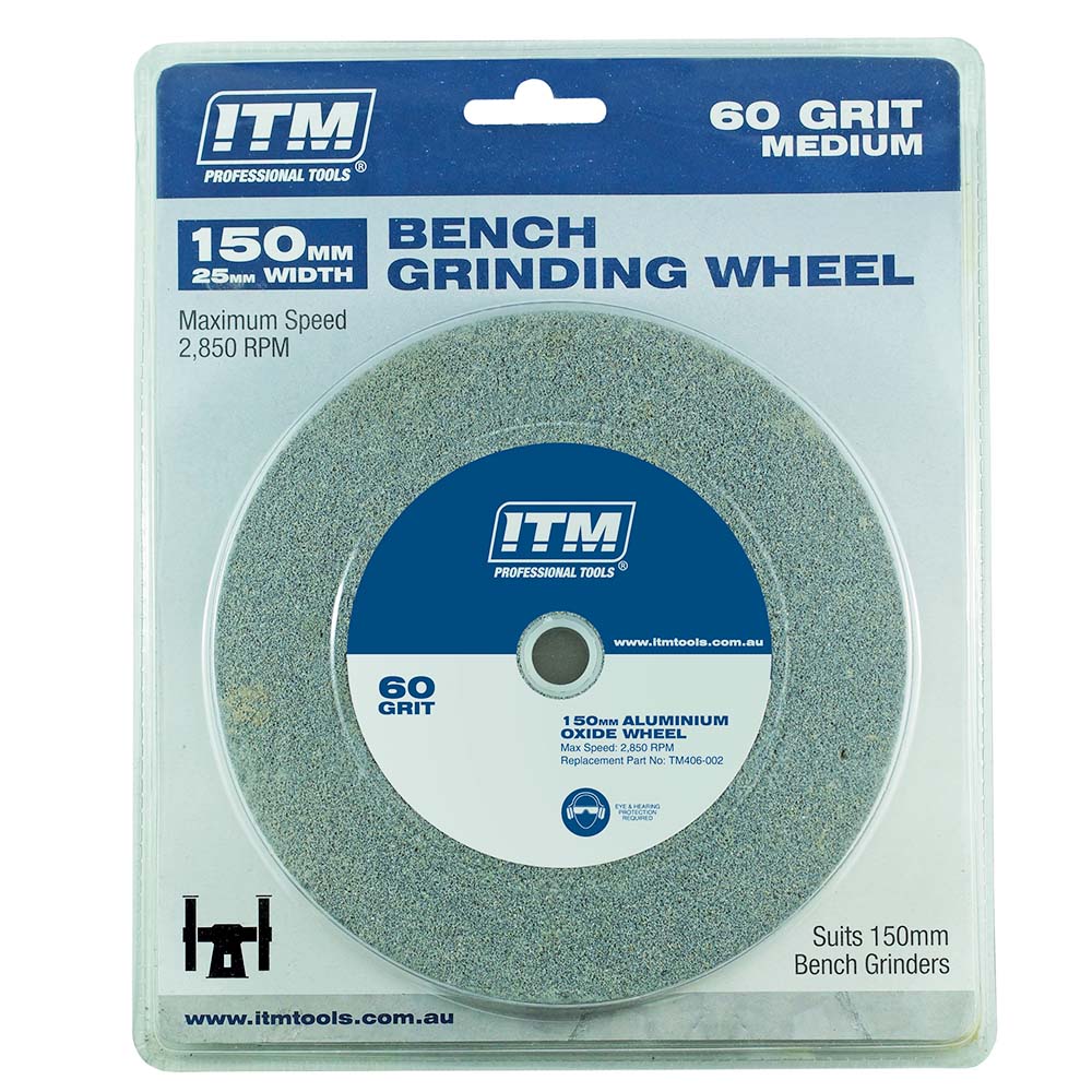 ITM Grinding Wheel Aluminium Oxide 150 x 25mm 60 Grit Medium
