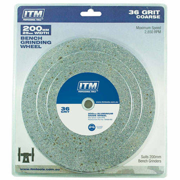 ITM grinding wheel aluminium oxide 200 x 25 mm 36 grit coarse with multi-bore bush