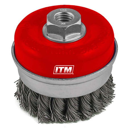 ITM Twist Knot Cup Brush Stainless Steel 100mm w/Band | ISL