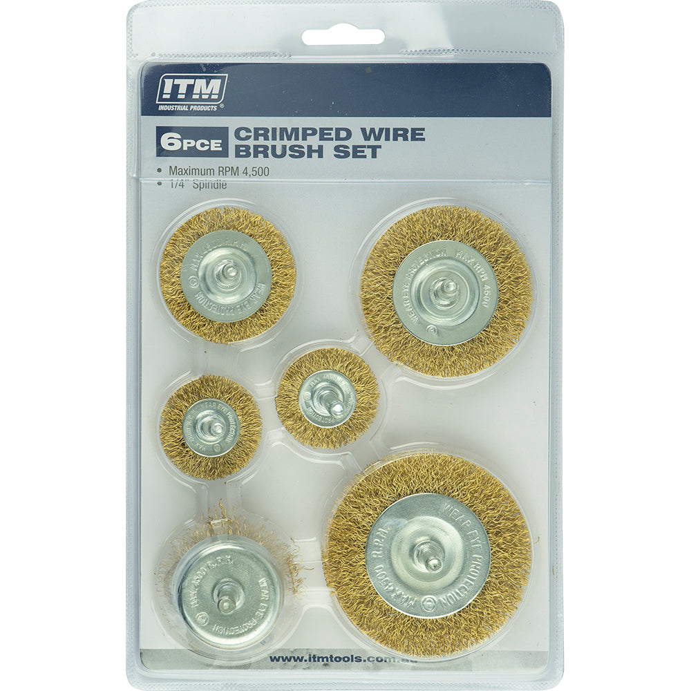 ITM 6 Piece Crimp Wire Wheel Brush Kit | ISL