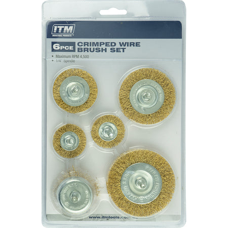 ITM 6 Piece Crimp Wire Wheel Brush Kit | ISL