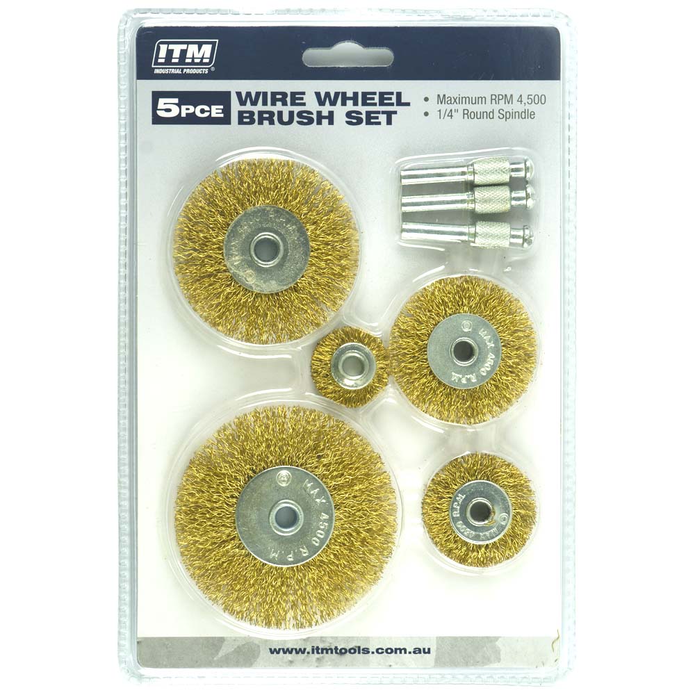 ITM 5 Piece Crimp Wire Wheel Brush Kit | ISL