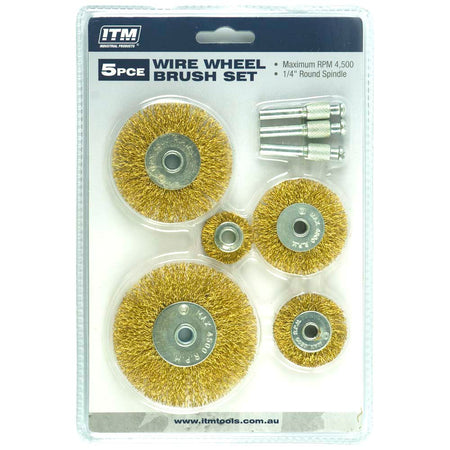 ITM 5 Piece Crimp Wire Wheel Brush Kit | ISL