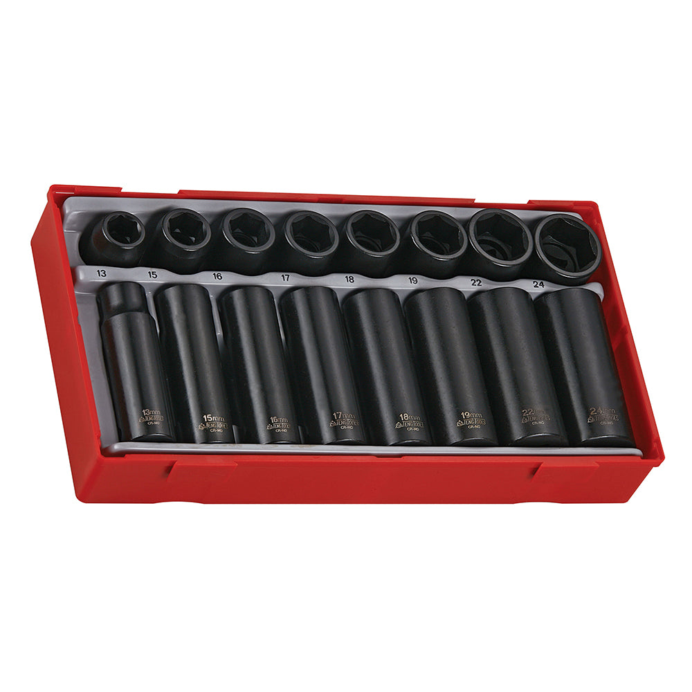 Teng 16pc 1/2in Dr. mm Reg/Deep Imp Skt Set - TC-Tray – 16PC 1/2IN DR. REG/DEEP IMPACT SKT SET 13-24mm | ISL
