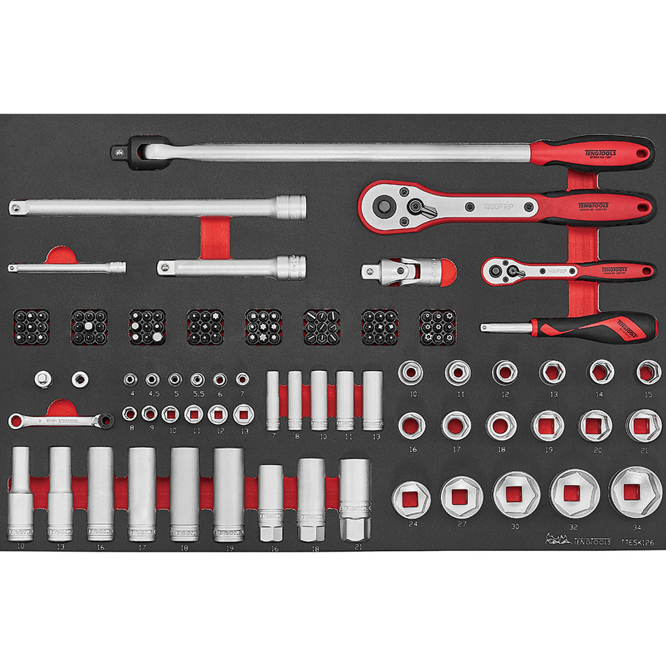 Teng 126pc Socket Set 1/4 & 1/2in Dr. (EVA) | ISL