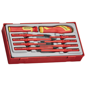 Teng 10-piece 1000 volt insulated screwdriver set with flat, PH and PZ blades in TC tray