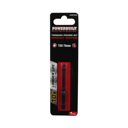 Clearance - Powerbuilt 1/4″ Torsion Impact Power Bit – Torx T-20 x 75mm Long | Alltrade