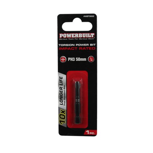 Clearance - Powerbuilt 1/4″ Torsion Impact Power Bit – Phillips #3 x 50mm Long | Alltrade