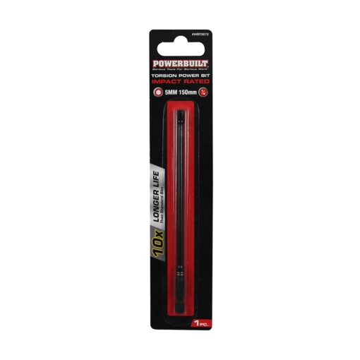 Clearance - Powerbuilt 1/4″ Torsion Impact Power Bit – Hex 5mm x 150mm Long | Alltrade