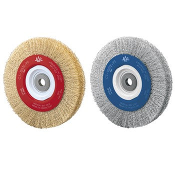 Jaz Wire Wheel Wide Face Crimped 150mm x 20mm x 0.3mm 5/Row - Multi Fit Bore - Solid Brass (WHEW-1505B) | Hobeca