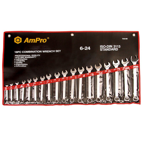 AmPro T40195 Combination Wrench Set 1/4-1.1/4" 16pc