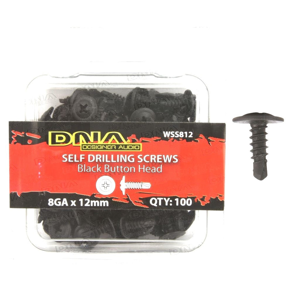 Screw Button Head Self Drilling Black 8g 12mm (100 Pack)