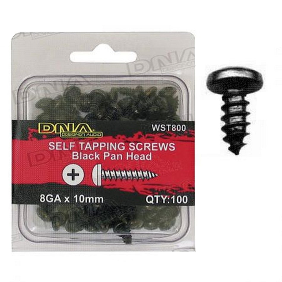 Screw Pan Head Self Tapping Black 8g 10mm (100 Pack)