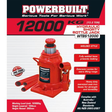 Powerbuilt 13.2 Ton / 12,000kg Shorty Bottle Jack | Alltrade