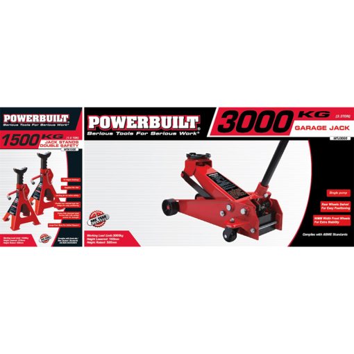 Powerbuilt 3.3 Ton / 3000kg Jack & 1.6 Ton / 1500kg Stands Combo