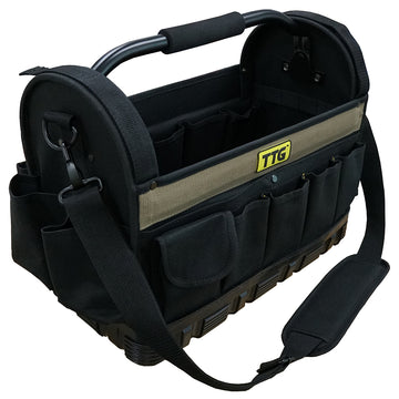 TTG 16in open top tool bag with moulded rubber base and steel handle