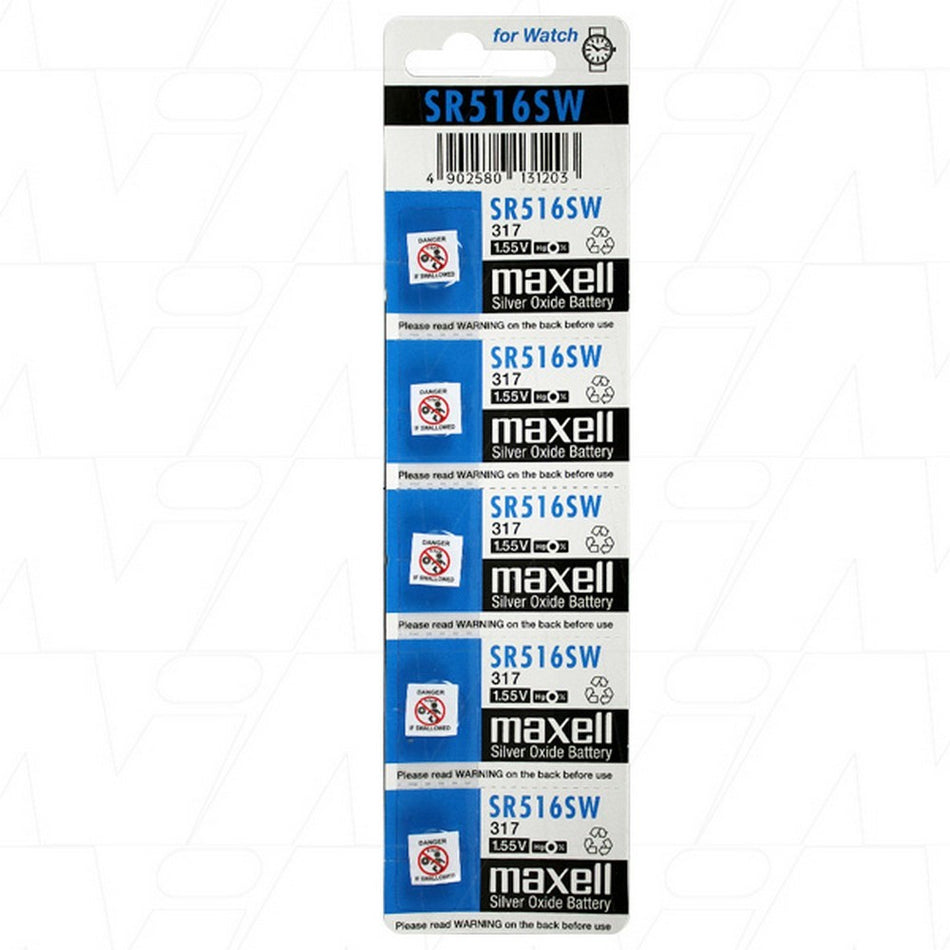 Maxell Silver Oxide Sr516sw Watch Battery Button Cell 5 Pack | Formula