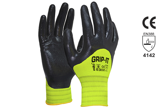 Grip-It High Vis Nitrile 3/4 Coated Glove