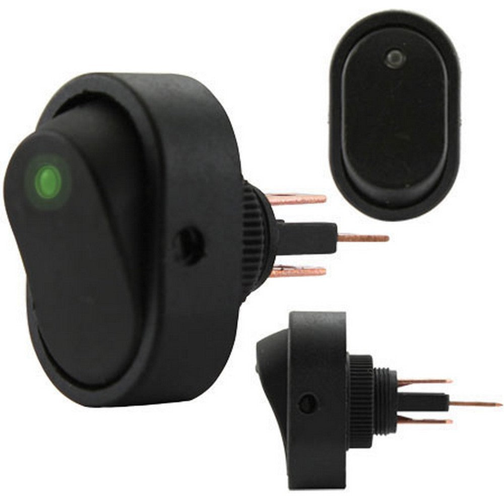 Rocker Switch On/Off Green Illumination (12mm Mounting Hole) | Formula
