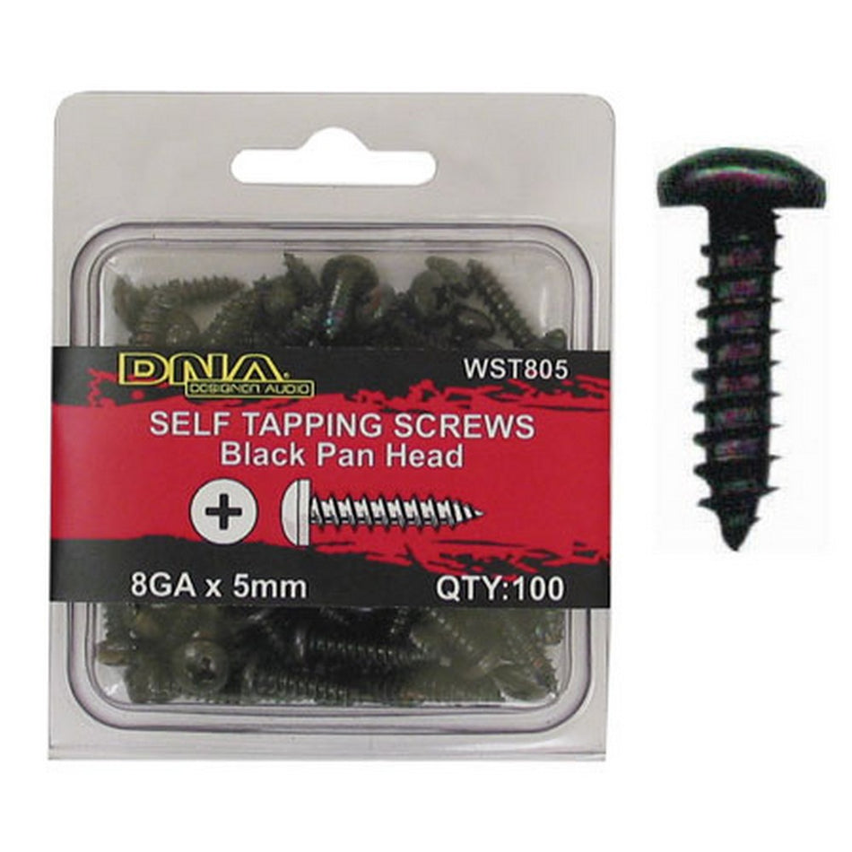 Screw Pan Head Self Tapping Black 8g 16mm (100 Pack)