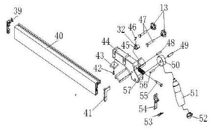 Rip Fence Assembly (Parts 13-32 & 39-57) for TS250